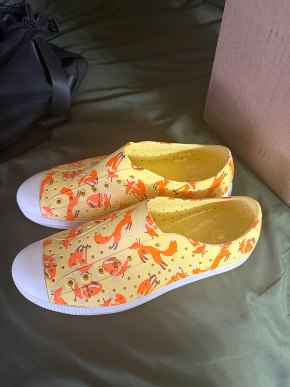 Adult native Yellow Fox Print Slip-On Sneakers 12